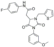 N-(4-FLUOROPHENYL)-2-(1-(3-METHOXYPHENYL)-2,5-DIOXO-3-(THIOPHEN-2-YLMETHYL)IMIDAZOLIDIN-4-YL)ACETAMIDE Struktur