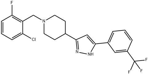 1-(2-CHLORO-6-FLUOROBENZYL)-4-(5-[3-(TRIFLUOROMETHYL)PHENYL]-1H-PYRAZOL-3-YL)PIPERIDINE Struktur