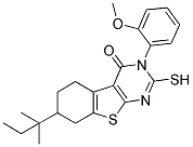 7-(1,1-DIMETHYL-PROPYL)-2-MERCAPTO-3-(2-METHOXY-PHENYL)-5,6,7,8-TETRAHYDRO-3H-BENZO[4,5]THIENO[2,3-D]PYRIMIDIN-4-ONE Struktur