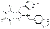 8-(BENZO[D][1,3]DIOXOL-5-YLMETHYLAMINO)-1,3-DIMETHYL-7-(4-METHYLBENZYL)-1H-PURINE-2,6(3H,7H)-DIONE Struktur