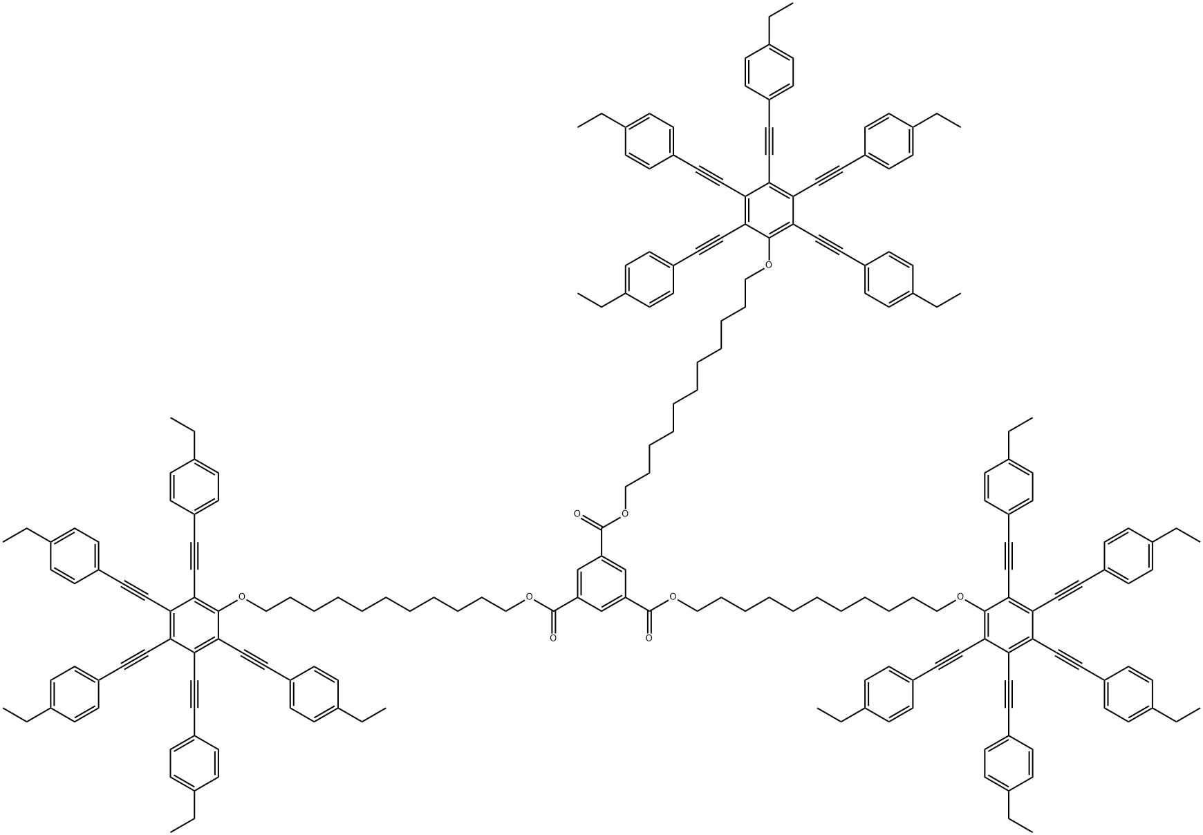 TRIS-[11-PENTAKIS-(4'-ETHYLPHENYLETHYNYL)PHENOXYUNDECYL]TRIMESATE Struktur