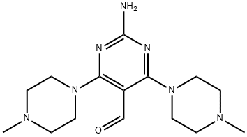 2-AMINO-4,6-BIS(4-METHYLPIPERAZINO)-5-PYRIMIDINECARBALDEHYDE Struktur