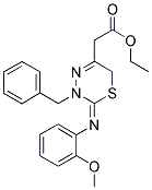 [3-BENZYL-2-(2-METHOXY-PHENYLIMINO)-3,6-DIHYDRO-2H-[1,3,4]THIADIAZIN-5-YL]-ACETIC ACID ETHYL ESTER Struktur