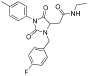 N-ETHYL-2-[3-(4-FLUOROBENZYL)-1-(4-METHYLPHENYL)-2,5-DIOXOIMIDAZOLIDIN-4-YL]ACETAMIDE Struktur