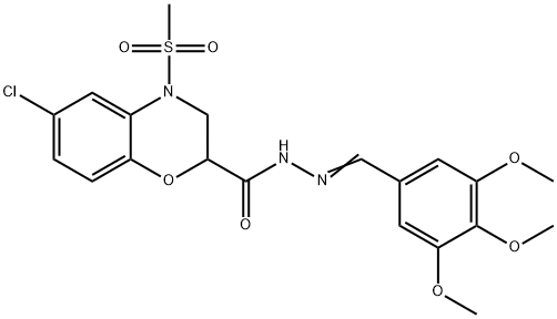 6-CHLORO-4-(METHYLSULFONYL)-N'-[(3,4,5-TRIMETHOXYPHENYL)METHYLENE]-3,4-DIHYDRO-2H-1,4-BENZOXAZINE-2-CARBOHYDRAZIDE Struktur