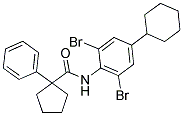 N-(2,6-DIBROMO-4-CYCLOHEXYLPHENYL)(PHENYLCYCLOPENTYL)FORMAMIDE Struktur