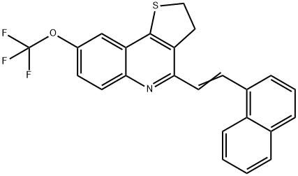 4-[(E)-2-(1-NAPHTHYL)ETHENYL]-2,3-DIHYDROTHIENO[3,2-C]QUINOLIN-8-YL TRIFLUOROMETHYL ETHER Struktur