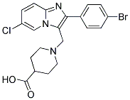 1-[2-(4-BROMO-PHENYL)-6-CHLORO-IMIDAZO[1,2-A]-PYRIDIN-3-YLMETHYL]-PIPERIDINE-4-CARBOXYLIC ACID Struktur