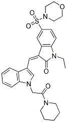 (Z)-1-ETHYL-5-(MORPHOLINOSULFONYL)-3-((1-(2-OXO-2-(PIPERIDIN-1-YL)ETHYL)-1H-INDOL-3-YL)METHYLENE)INDOLIN-2-ONE Struktur