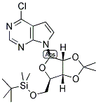 6-CHLORO-7-DEAZA-9-(5'-O-TERT-BUTYLDIMETHYLSILYL-2',3'-O-ISOPROPYLIDNE-BETA-D-RIBOFURANOSYL)PURINE Struktur