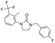 1-(4-FLUOROBENZYL)-3-[2-METHYL-3-(TRIFLUOROMETHYL)PHENYL]IMIDAZOLIDIN-2-ONE Struktur