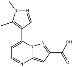 7-(1,5-DIMETHYL-1H-PYRAZOL-4-YL)-PYRAZOLO[1,5-A]-PYRIMIDINE-2-CARBOXYLIC ACID Struktur