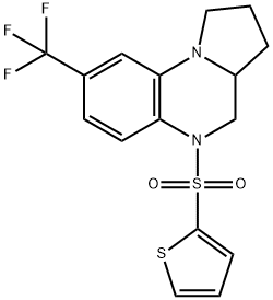 5-(2-THIENYLSULFONYL)-8-(TRIFLUOROMETHYL)-1,2,3,3A,4,5-HEXAHYDROPYRROLO[1,2-A]QUINOXALINE Struktur