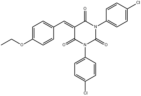 1,3-BIS(4-CHLOROPHENYL)-5-((4-ETHOXYPHENYL)METHYLENE)-1,3-DIAZAPERHYDROINE-2,4,6-TRIONE Struktur