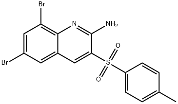 6,8-DIBROMO-3-[(4-METHYLPHENYL)SULFONYL]-2-QUINOLINAMINE Struktur