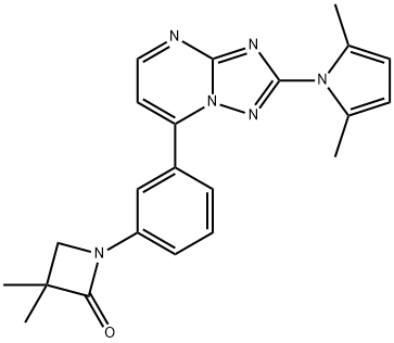 1-(3-[2-(2,5-DIMETHYL-1H-PYRROL-1-YL)[1,2,4]TRIAZOLO[1,5-A]PYRIMIDIN-7-YL]PHENYL)-3,3-DIMETHYL-2-AZETANONE Struktur