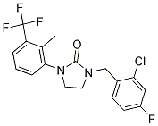 1-(2-CHLORO-4-FLUOROBENZYL)-3-[2-METHYL-3-(TRIFLUOROMETHYL)PHENYL]IMIDAZOLIDIN-2-ONE Struktur