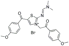 2-([(DIMETHYLAMINO)METHYLENE]AMINO)-5-(4-METHOXYBENZOYL)-3-[2-(4-METHOXYPHENYL)-2-OXOETHYL]-1,3-THIAZOL-3-IUM BROMIDE Struktur