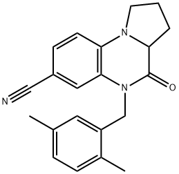 5-(2,5-DIMETHYLBENZYL)-4-OXO-1,2,3,3A,4,5-HEXAHYDROPYRROLO[1,2-A]QUINOXALINE-7-CARBONITRILE Struktur