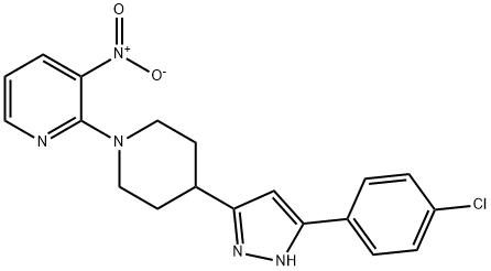 4-[5-(4-CHLOROPHENYL)-1H-PYRAZOL-3-YL]-1-(3-NITRO-2-PYRIDINYL)PIPERIDINE Struktur