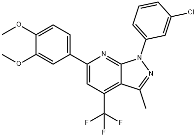 1-(3-CHLOROPHENYL)-6-(3,4-DIMETHOXYPHENYL)-3-METHYL-4-(TRIFLUOROMETHYL)-1H-PYRAZOLO[3,4-B]PYRIDINE Struktur