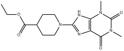 ETHYL 1-(1,3-DIMETHYL-2,6-DIOXO-2,3,6,7-TETRAHYDRO-1H-PURIN-8-YL)PIPERIDINE-4-CARBOXYLATE Struktur