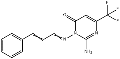 2-AMINO-3-([(E,2E)-3-PHENYL-2-PROPENYLIDENE]AMINO)-6-(TRIFLUOROMETHYL)-4(3H)-PYRIMIDINONE Struktur