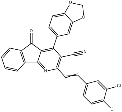 4-(1,3-BENZODIOXOL-5-YL)-2-(3,4-DICHLOROSTYRYL)-5-OXO-5H-INDENO[1,2-B]PYRIDINE-3-CARBONITRILE Struktur