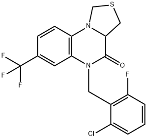 5-(2-CHLORO-6-FLUOROBENZYL)-7-(TRIFLUOROMETHYL)-3,3A-DIHYDRO[1,3]THIAZOLO[3,4-A]QUINOXALIN-4(5H)-ONE Struktur