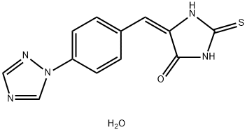 2-THIOXO-5-((E)-[4-(1H-1,2,4-TRIAZOL-1-YL)PHENYL]METHYLIDENE)TETRAHYDRO-4H-IMIDAZOL-4-ONE MONOHYDRATE HYDROCHLORIDE Struktur