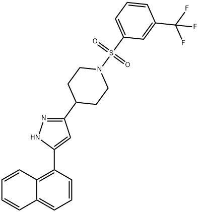 4-[5-(1-NAPHTHYL)-1H-PYRAZOL-3-YL]-1-([3-(TRIFLUOROMETHYL)PHENYL]SULFONYL)PIPERIDINE Struktur