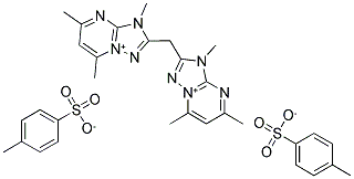 3,5,7-TRIMETHYL-2-[(3,5,7-TRIMETHYL-3H-[1,2,4]TRIAZOLO[1,5-A]PYRIMIDIN-8-IUM-2-YL)METHYL]-3H-[1,2,4]TRIAZOLO[1,5-A]PYRIMIDIN-8-IUM BIS(4-METHYLBENZENESULFONATE) Struktur