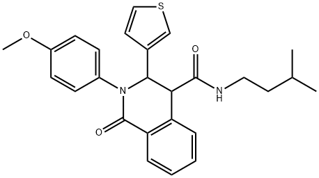 (2-(4-METHOXYPHENYL)-1-OXO-3-(3-THIENYL)(4-2,3,4-TRIHYDROISOQUINOLYL))-N-(3-METHYLBUTYL)FORMAMIDE Struktur