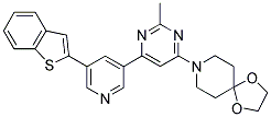 8-[6-(5-BENZO[B]THIOPHEN-2-YL-PYRIDIN-3-YL)-2-METHYL-PYRIMIDIN-4-YL]-1,4-DIOXA-8-AZA-SPIRO[4.5]DECANE Struktur