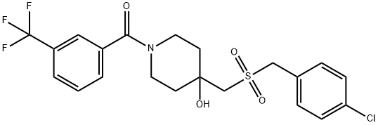 (4-([(4-CHLOROBENZYL)SULFONYL]METHYL)-4-HYDROXYPIPERIDINO)[3-(TRIFLUOROMETHYL)PHENYL]METHANONE Struktur