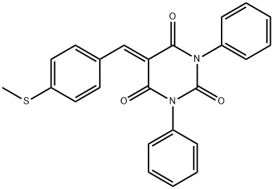 5-((4-METHYLTHIOPHENYL)METHYLENE)-1,3-DIPHENYL-1,3-DIAZAPERHYDROINE-2,4,6-TRIONE Struktur