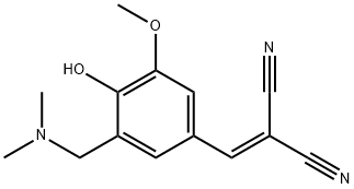 2-((3-[(DIMETHYLAMINO)METHYL]-4-HYDROXY-5-METHOXYPHENYL)METHYLENE)MALONONITRILE Struktur