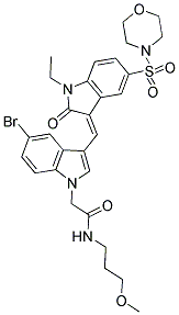 (Z)-2-(5-BROMO-3-((1-ETHYL-5-(MORPHOLINOSULFONYL)-2-OXOINDOLIN-3-YLIDENE)METHYL)-1H-INDOL-1-YL)-N-(3-METHOXYPROPYL)ACETAMIDE Struktur