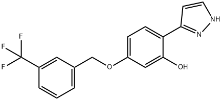 2-(1H-PYRAZOL-3-YL)-5-([3-(TRIFLUOROMETHYL)BENZYL]OXY)BENZENOL Struktur