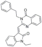 2-[(1-ETHYL-2-OXO-1,2-DIHYDRO-3H-INDOL-3-YLIDENE)METHYL]-3-PHENETHYL-4(3H)-QUINAZOLINONE Struktur