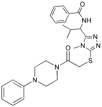 N-(2-METHYL-1-(4-METHYL-5-(2-OXO-2-(4-PHENYLPIPERAZIN-1-YL)ETHYLTHIO)-4H-1,2,4-TRIAZOL-3-YL)PROPYL)BENZAMIDE Struktur