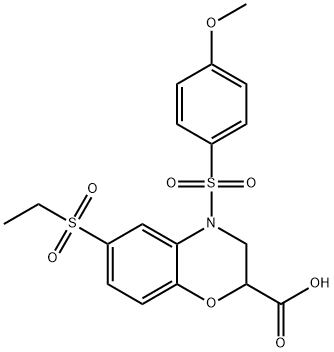 6-(ETHYLSULFONYL)-4-[(4-METHOXYPHENYL)SULFONYL]-3,4-DIHYDRO-2H-1,4-BENZOXAZINE-2-CARBOXYLIC ACID Struktur