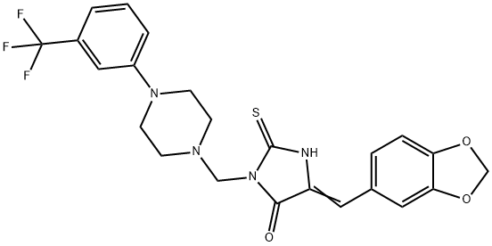 5-(1,3-BENZODIOXOL-5-YLMETHYLENE)-2-THIOXO-3-((4-[3-(TRIFLUOROMETHYL)PHENYL]PIPERAZINO)METHYL)TETRAHYDRO-4H-IMIDAZOL-4-ONE Struktur