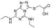 (5,7-BIS-ETHYLAMINO-[1,2,4]TRIAZOLO[4,3-A][1,3,5]TRIAZIN-3-YLSULFANYL)-ACETIC ACID Struktur