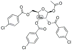 ACETYL 2,3,5-TRI-O-P-CHLOROBENZOYL-BETA-D-RIBOFURANOSIDE Struktur