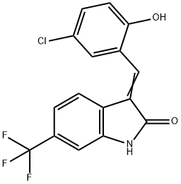 3-[(Z)-(5-CHLORO-2-HYDROXYPHENYL)METHYLIDENE]-6-(TRIFLUOROMETHYL)-1H-INDOL-2-ONE Struktur