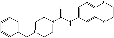 4-BENZYL-N-(2,3-DIHYDRO-1,4-BENZODIOXIN-6-YL)TETRAHYDRO-1(2H)-PYRAZINECARBOXAMIDE Struktur