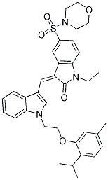 (Z)-1-ETHYL-3-((1-(2-(2-ISOPROPYL-5-METHYLPHENOXY)ETHYL)-1H-INDOL-3-YL)METHYLENE)-5-(MORPHOLINOSULFONYL)INDOLIN-2-ONE Struktur