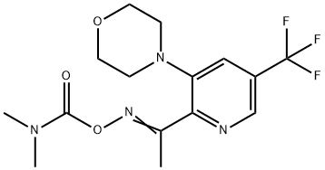 4-[2-(([(DIMETHYLAMINO)CARBONYL]OXY)ETHANIMIDOYL)-5-(TRIFLUOROMETHYL)-3-PYRIDINYL]MORPHOLINE Struktur