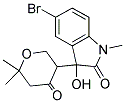 5-BROMO-3-(6,6-DIMETHYL-4-OXOTETRAHYDRO-2H-PYRAN-3-YL)-3-HYDROXY-1-METHYL-1,3-DIHYDRO-2H-INDOL-2-ONE Struktur